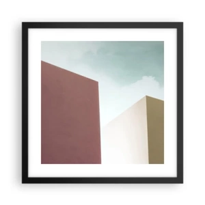 Poster in einem schwarzem Rahmen - Geometrie des sonnigen Sommers - 40x40 cm