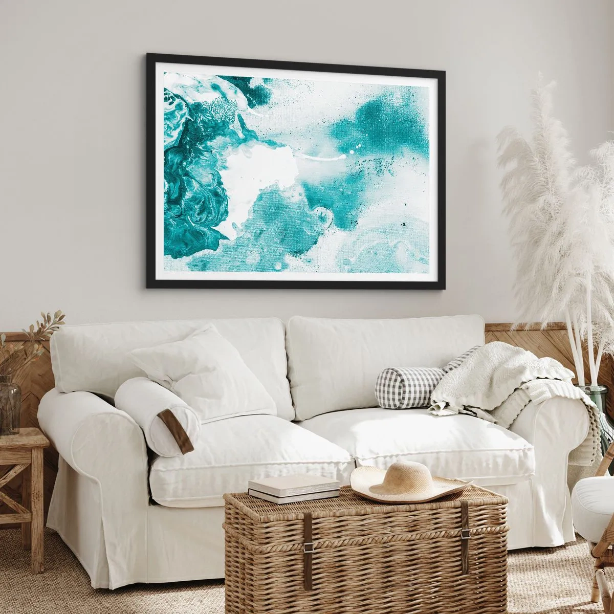 Poster in einem schwarzem Rahmen - Morast von Blau - 50x40 cm