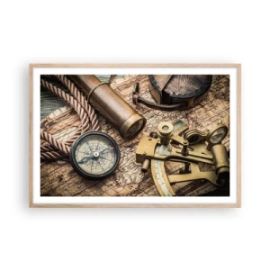 Poster in einem Rahmen aus heller Eiche - Setze Sie einen Kurs - 91x61 cm