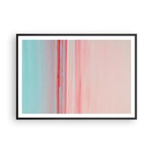 Poster in einem schwarzem Rahmen - Pastellfarbene Linien in Rosa- und Blautönen in einer minimalistischen Komposition - 100x70cm - Abstraktion im Morgengrauen - Moderne Wanddekoration für Wohnzimmer und Schlafzimmer ARTTOR