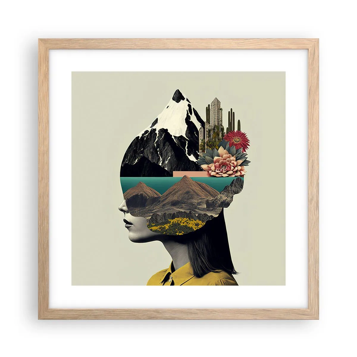 Poster in einem Rahmen aus heller Eiche - Frau – bleibt immer ein Geheimnis - 40x40 cm
