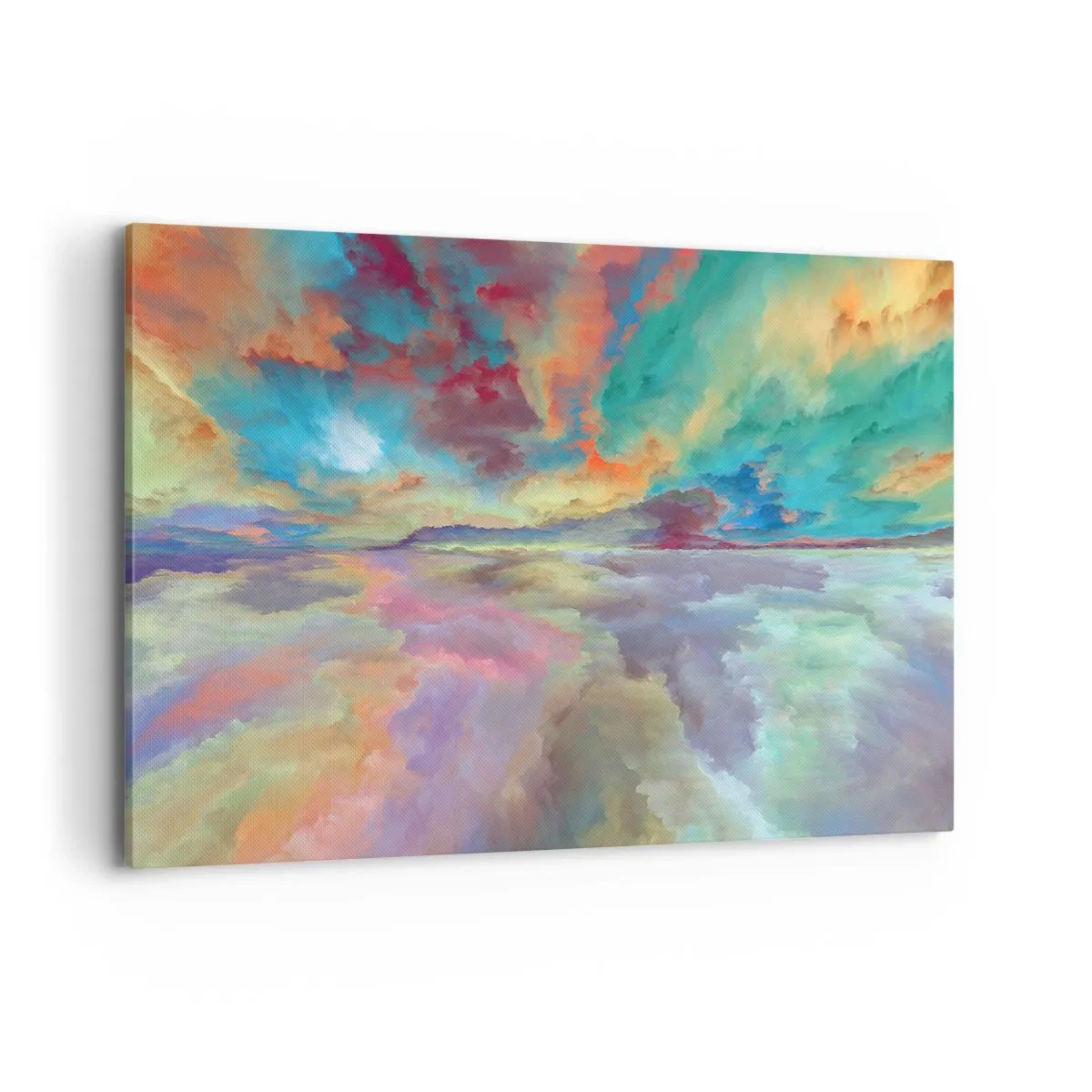 Bild auf Leinwand - Leinwandbild - Bunte Wolkenlandschaft im abstrakten Stil - 100x70cm - Zwei Himmel - Moderne Wanddekoration für Wohnzimmer und Schlafzimmer ARTTOR