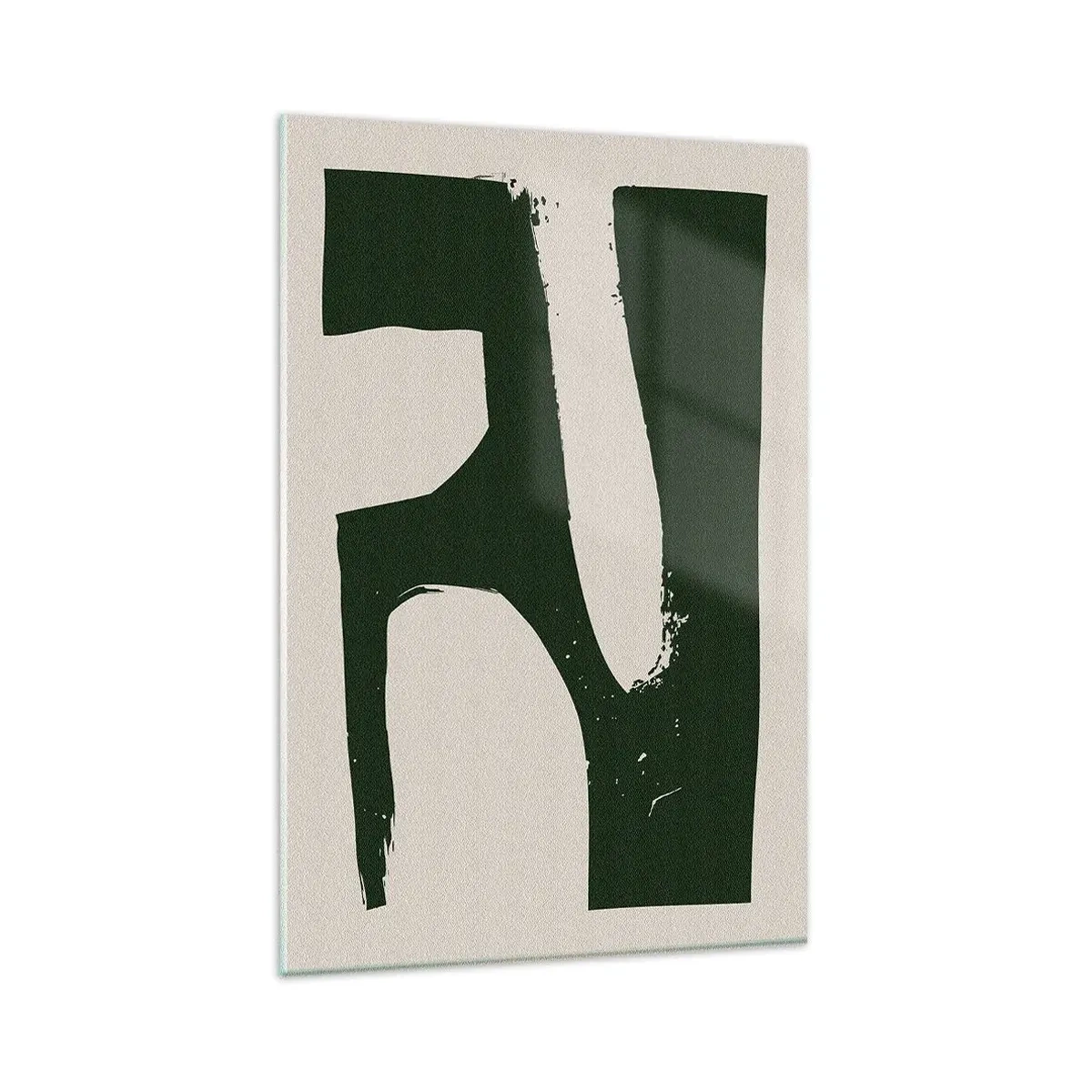 Glasbild - Bild auf glas - Minimalistische Abstraktion in Grün auf hellem Hintergrund - 80x120cm - Weiße Buchten - Moderne Wanddekoration für Wohnzimmer und Schlafzimmer ARTTOR