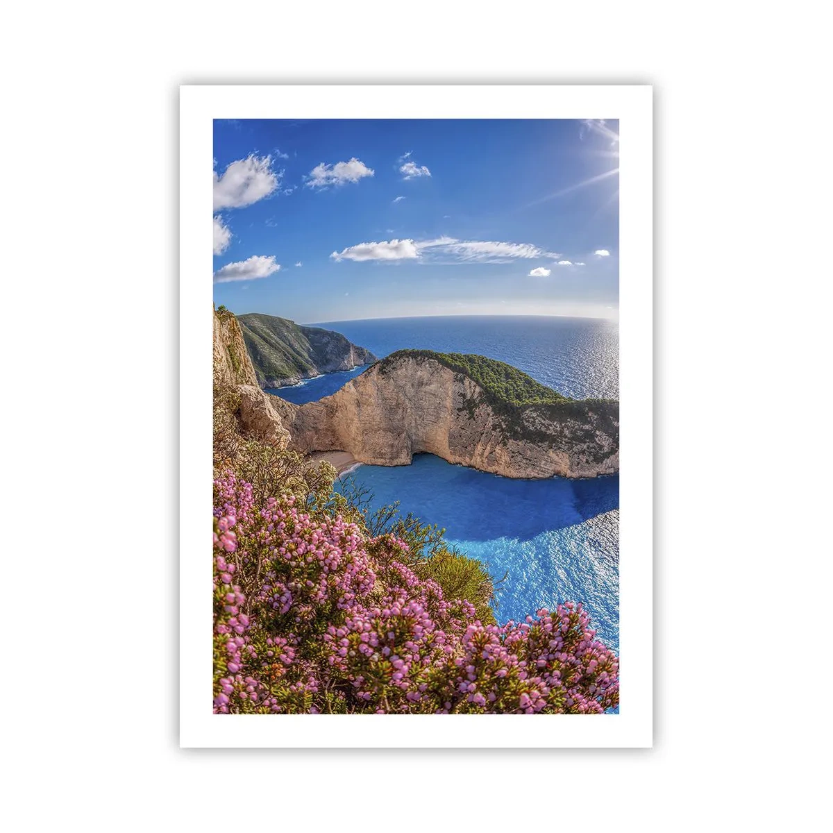 Poster - Navagio Bay auf der Insel Zakynthos mit Klippen und Meer - 50x70cm - Mein toller Griechenlandurlaub - Moderne Wanddekoration für Wohnzimmer und Schlafzimmer ARTTOR