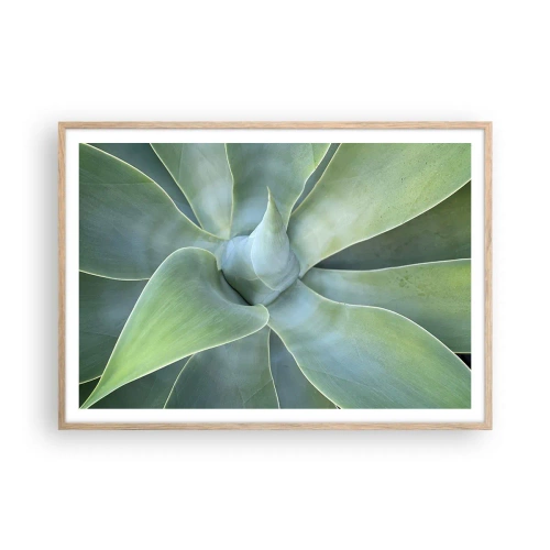 Poster in einem Rahmen aus heller Eiche - Geburt des Grüns - 100x70 cm