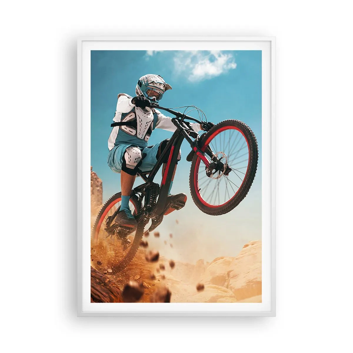 Poster in einem weißen Rahmen - Fahrrad-Wahnsinn-Dämon - 70x100 cm