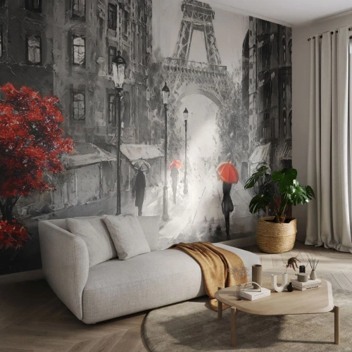 Fototapete Premium Sand - Alle Wege führen zu ihr - Stadt, Paris, Eiffelturm - 200x140 cm