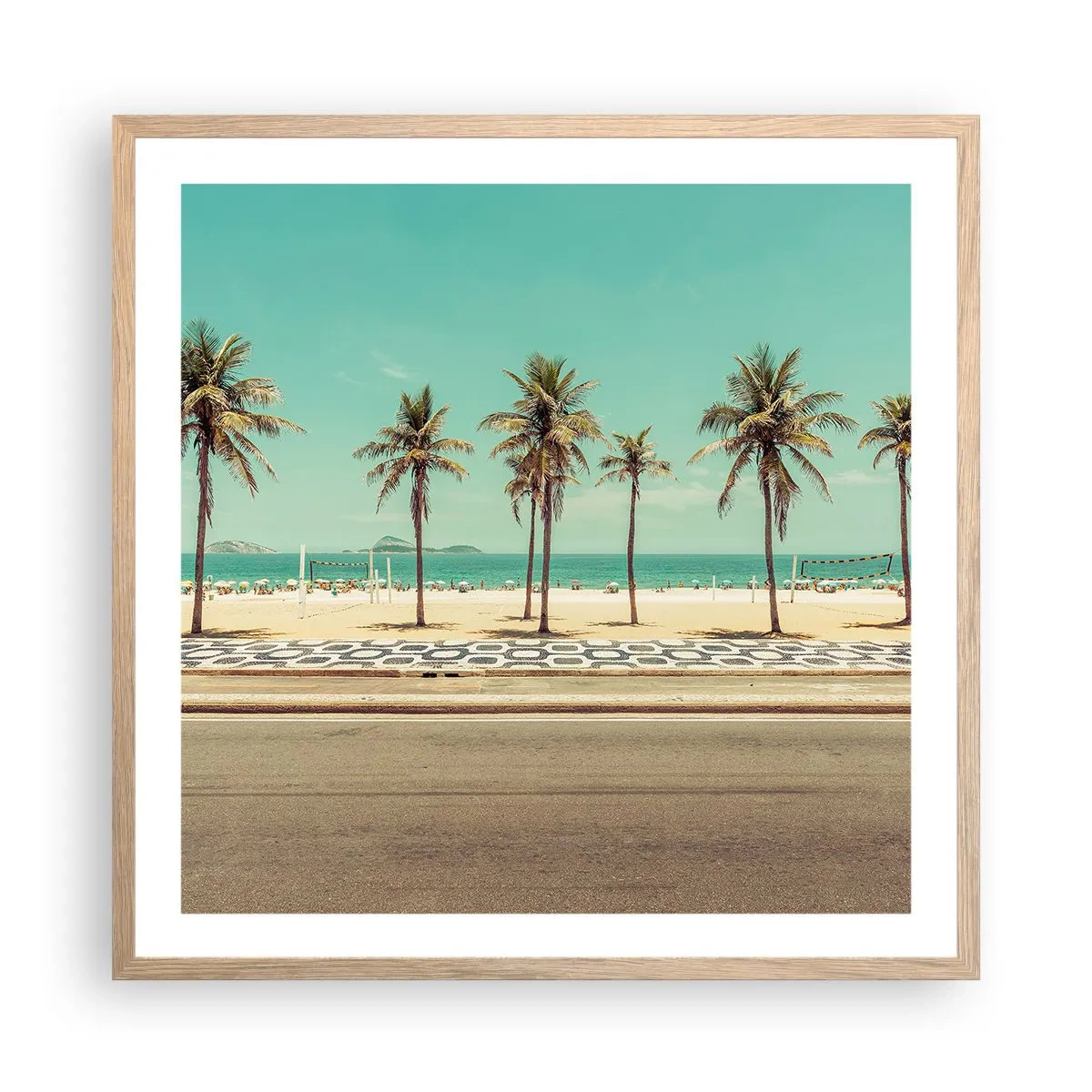 Poster in einem Rahmen aus heller Eiche - Beim Bewachen des Strandes - 60x60 cm