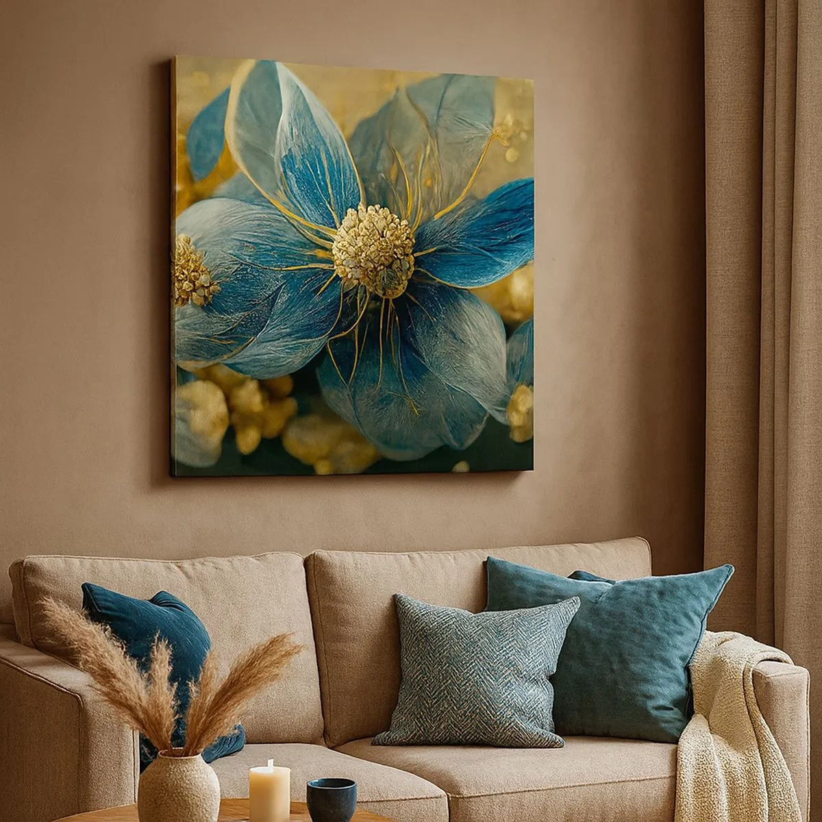 Bild auf Leinwand - Leinwandbild - Mit Gold blühen - 30x30 cm