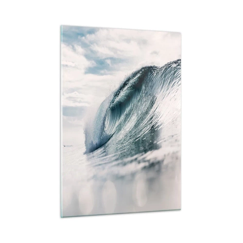 Glasbild - Bild auf glas - Eine kraftvolle Meereswelle in den Strahlen der Sonne - 50x70cm - Wasserspitze - Moderne Wanddekoration für Wohnzimmer und Schlafzimmer ARTTOR