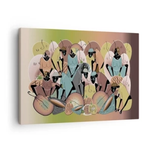 Bild auf Leinwand - Leinwandbild - Eine farbenfrohe abstrakte Komposition, inspiriert von der afrikanischen Kultur - 70x50cm - Ein toller Urlaub steht bevor - Moderne Wanddekoration für Wohnzimmer und Schlafzimmer ARTTOR