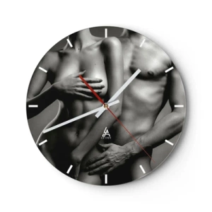 Wanduhr - Glasuhr - Adam und Ewa - 30x30 cm