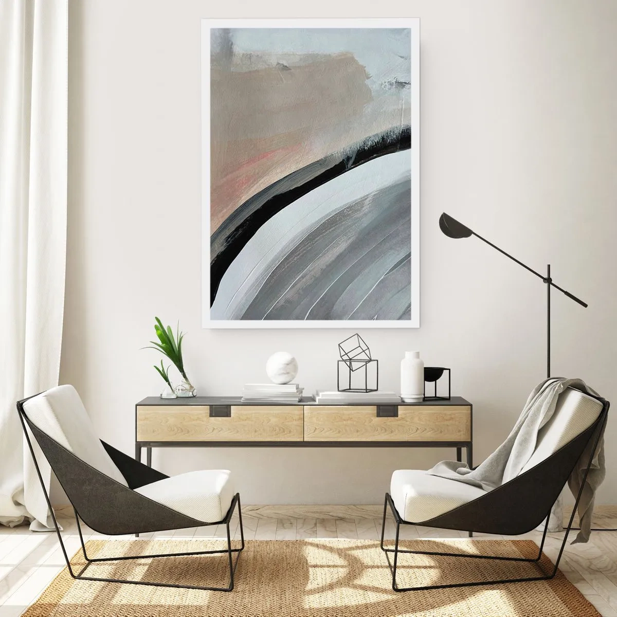 Poster - Komposition: Bogen aus Schwarz und Grau - 70x100 cm