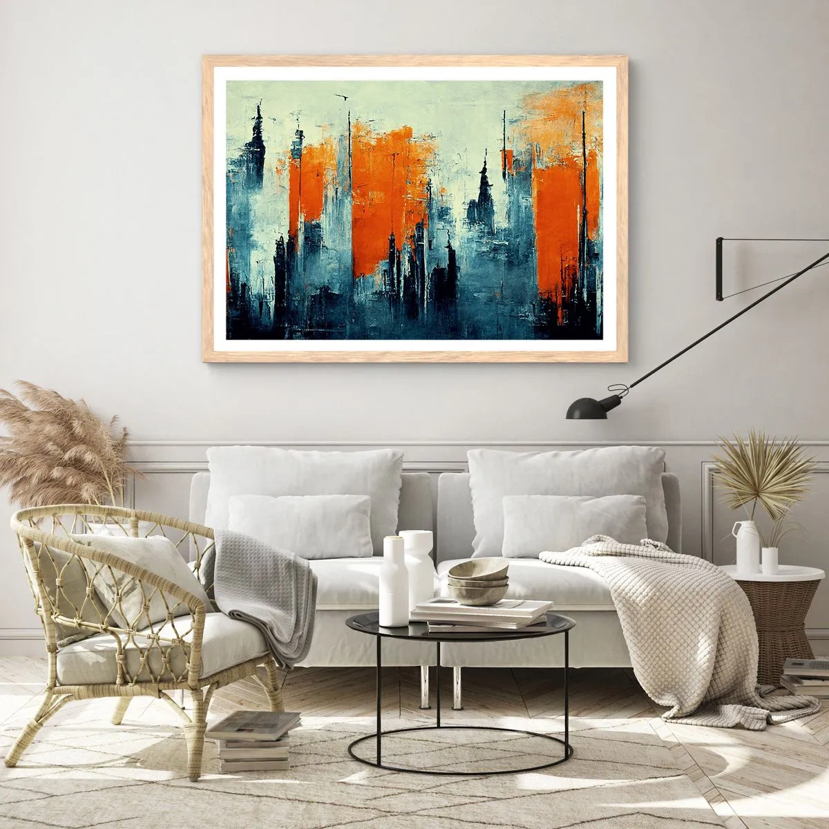 Poster in einem Rahmen aus heller Eiche - Moderne Landschaft - 100x70 cm