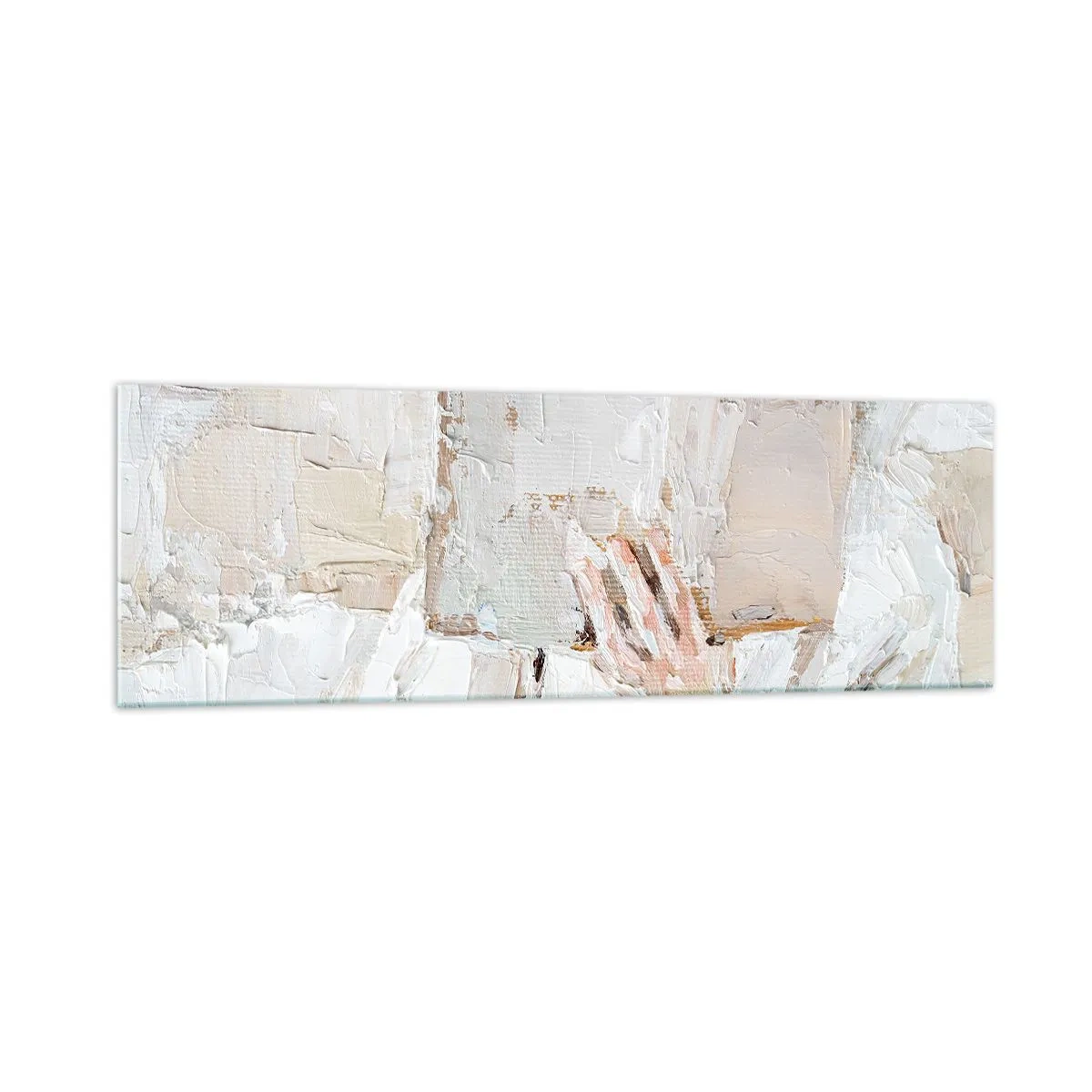 Glasbild - Bild auf glas - Ein impressionistisches Gemälde einer Hand, die ein offenes Buch hält. - 160x50cm - In einer anderen Welt - Moderne Wanddekoration für Wohnzimmer und Schlafzimmer ARTTOR