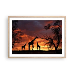 Poster in einem Rahmen aus heller Eiche - Ein kleines Abendessen mit deinen Liebsten - 70x50 cm