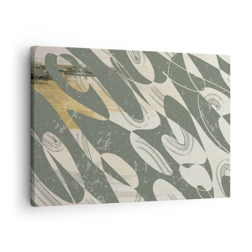 Bild auf Leinwand - Leinwandbild - Dynamische Formen in Grün- und Goldtönen - 70x50cm - Rhythmische Abstraktion - Moderne Wanddekoration für Wohnzimmer und Schlafzimmer ARTTOR