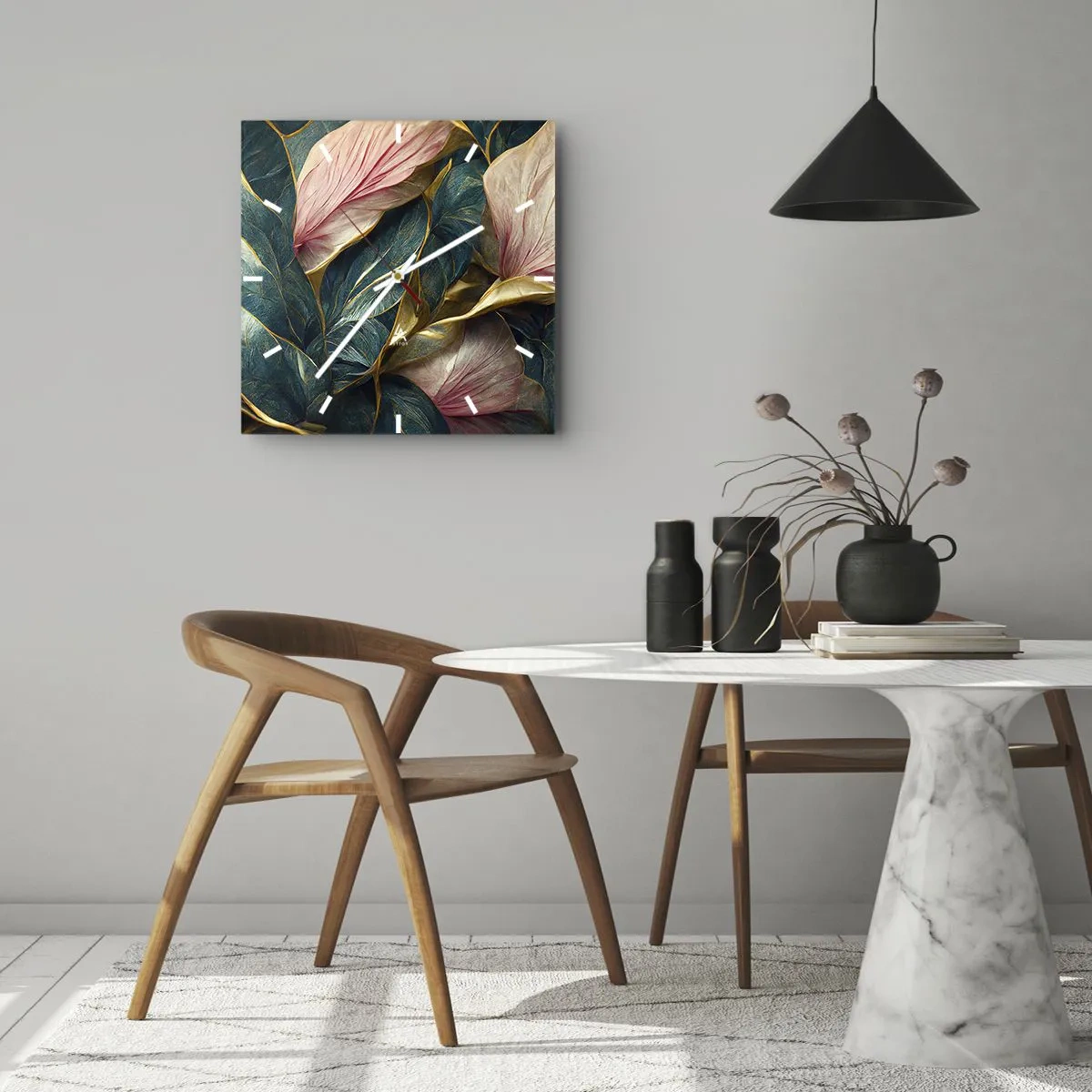 Wanduhr - Glasuhr - Natürliche Eleganz und Stil - 30x30 cm