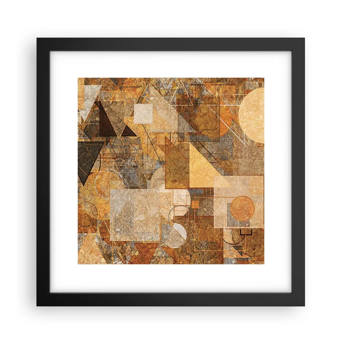 Poster in einem schwarzem Rahmen - Eine kubistische Studie aus Bronze - 30x30 cm