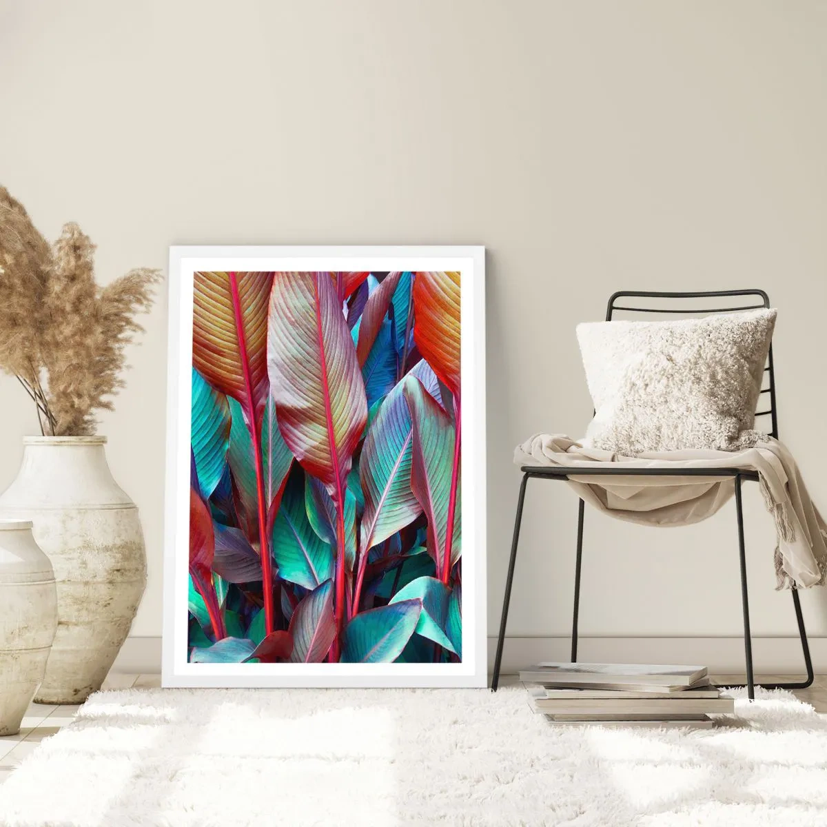 Poster in einem weißen Rahmen - Buntes Dickicht - 70x100 cm