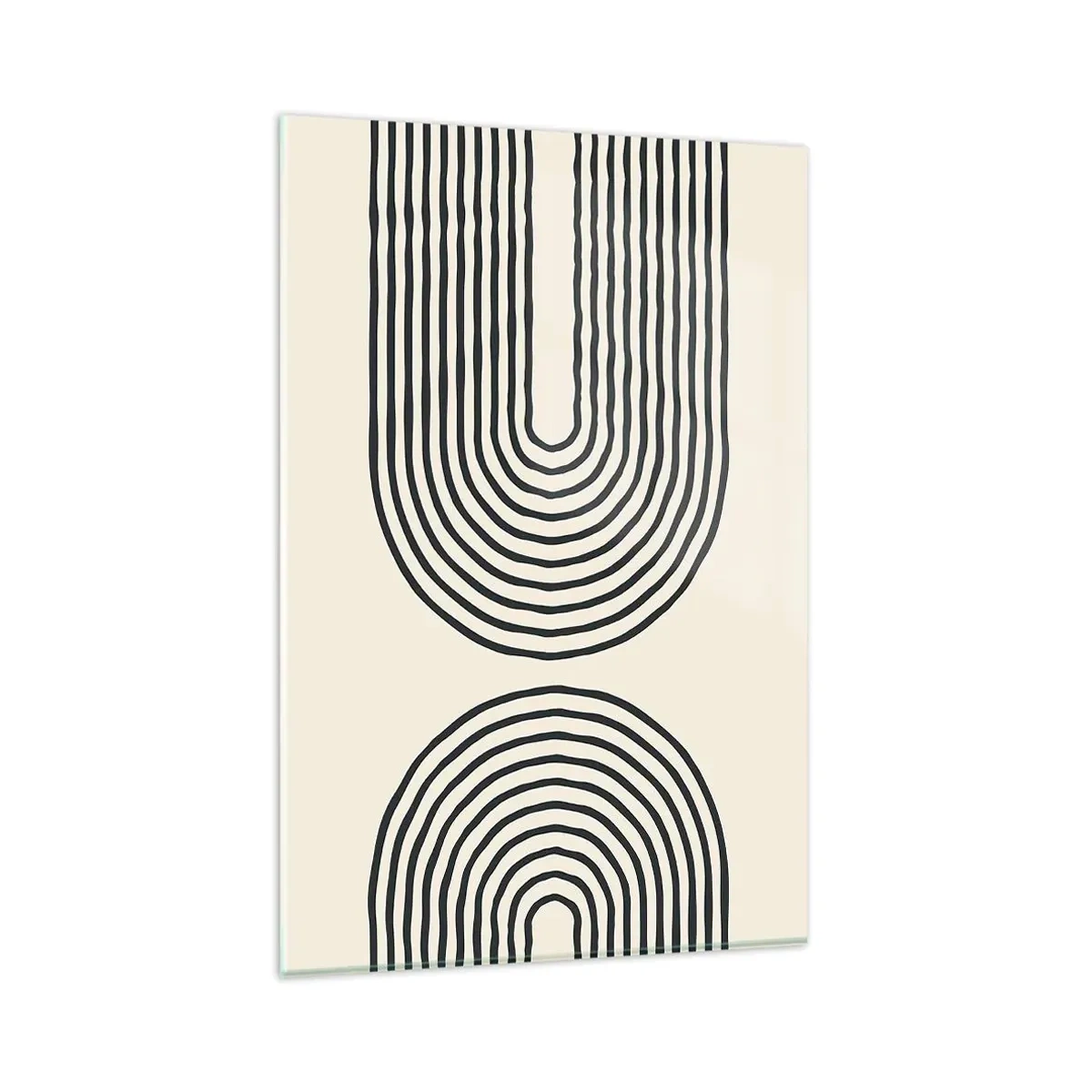 Glasbild - Bild auf glas - Abstraktes geometrisches Muster mit symmetrischen Linien auf hellem Hintergrund - 80x120cm - In einem Moment ... - Moderne Wanddekoration für Wohnzimmer und Schlafzimmer ARTTOR