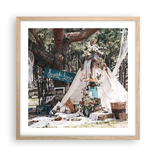 Poster in einem Rahmen aus heller Eiche - Liebe machen ... - 50x50 cm