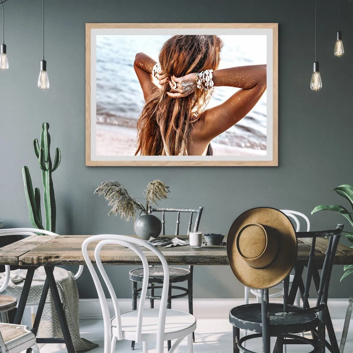 Poster in einem Rahmen aus heller Eiche - Eine Schwester von Wasser und Sonne - 100x70 cm