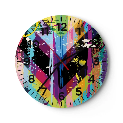 Wanduhr - Glasuhr - Von oben nach unten - 30x30 cm