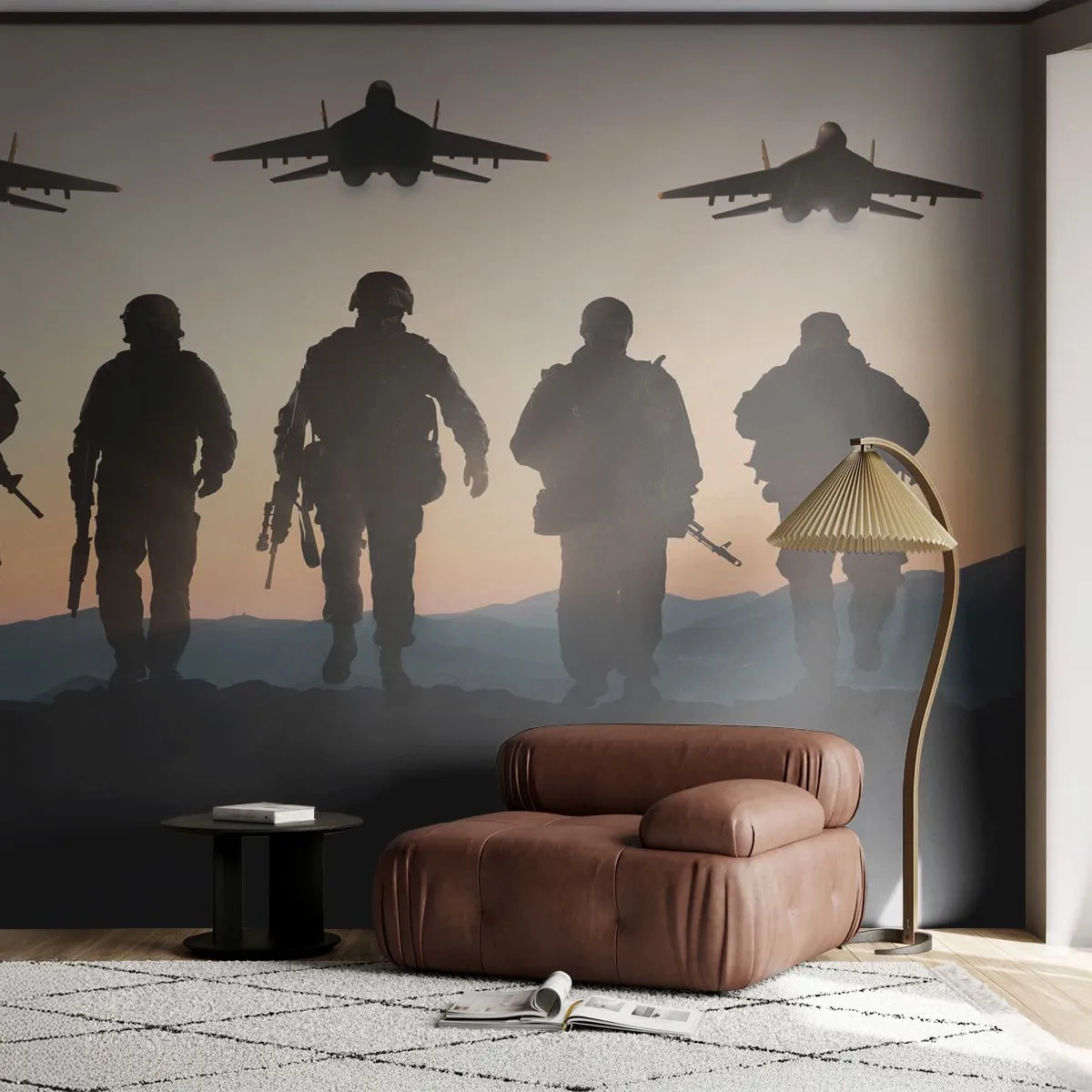 Fototapete Premium Sand - Willkommen in unserer Welt - Militär, Armee, Soldaten - 200x140 cm