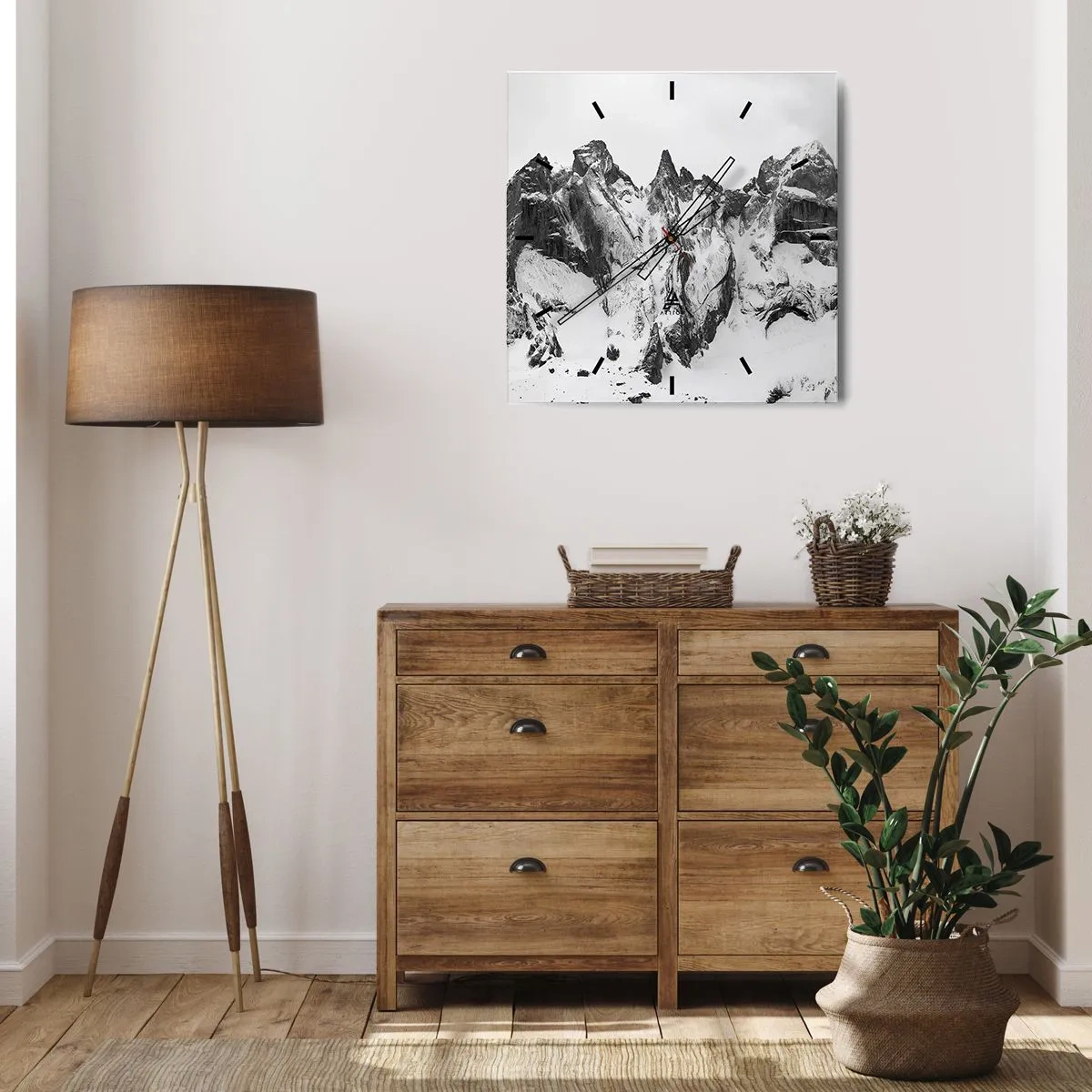 Wanduhr - Glasuhr - Gefährlicher Granitgrat - 40x40 cm