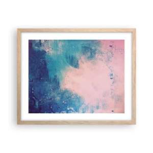 Poster in einem Rahmen aus heller Eiche - Himmelsblaue Umarmungen - 50x40 cm