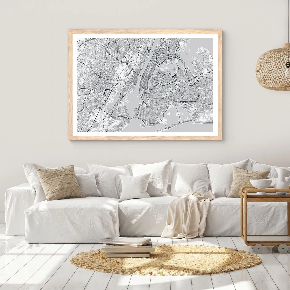 Poster in einem Rahmen aus heller Eiche - Die Anatomie einer Metropole - 40x30 cm