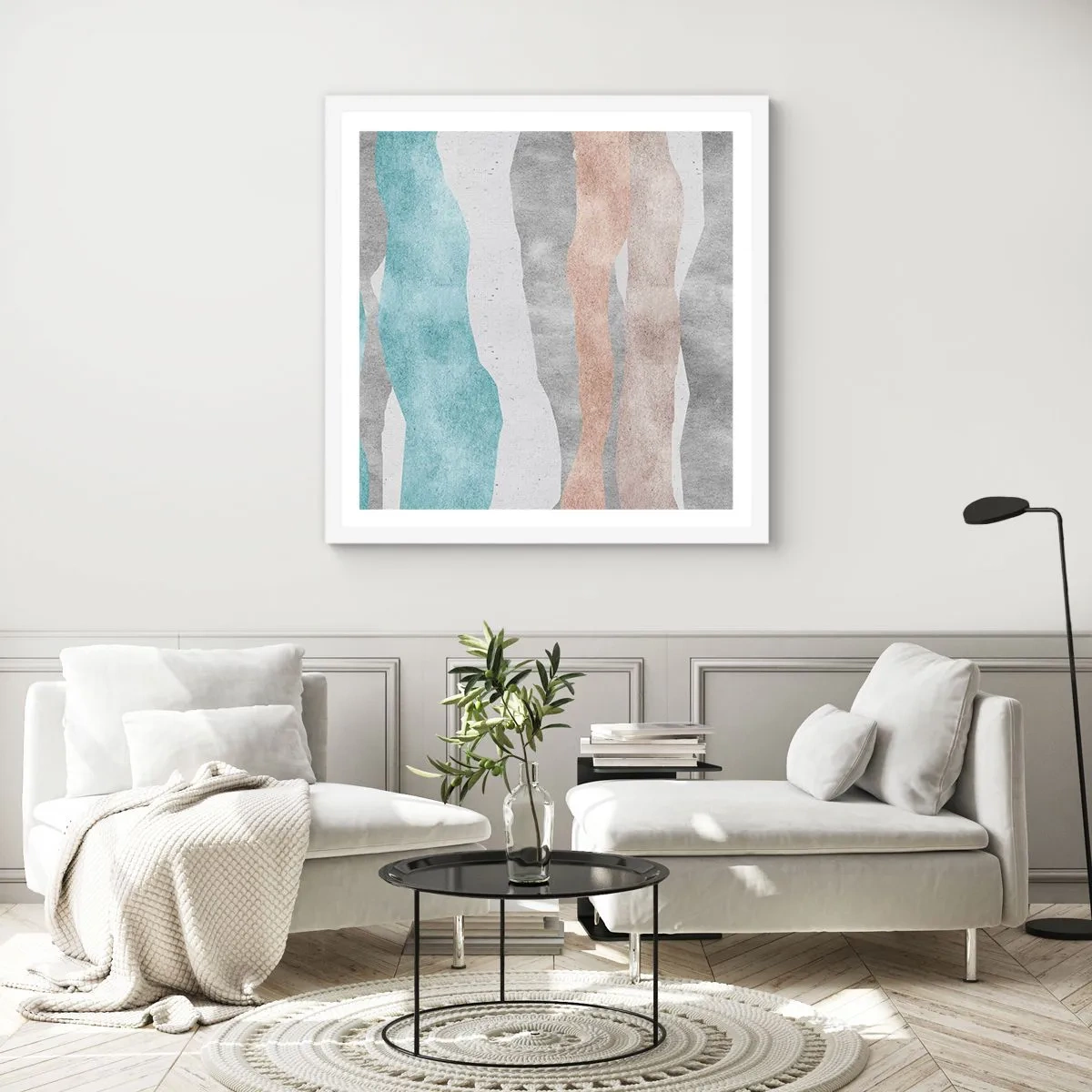Poster in einem weißen Rahmen - Studie über Nähe - 30x30 cm