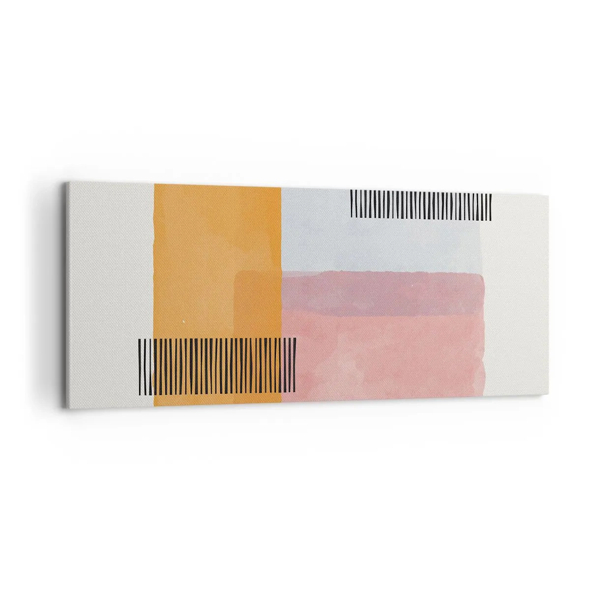 Bild auf Leinwand - Leinwandbild - Geometrie in Pastellfarben mit Linien auf hellem Hintergrund - 120x50cm - Von Ecke zu Ecke - Moderne Wanddekoration für Wohnzimmer und Schlafzimmer ARTTOR
