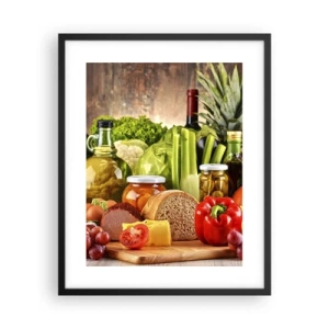 Poster in einem schwarzem Rahmen - Geräuchert, gebacken und eingelegt - 40x50 cm