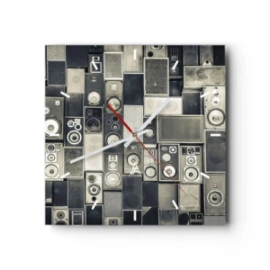 Wanduhr - Glasuhr - Lautsprecherkollektion im Retro-Stil - 30x30cm - Und es ist alles in Ordnung - Moderne Wanddekoration für Wohnzimmer und Schlafzimmer ARTTOR