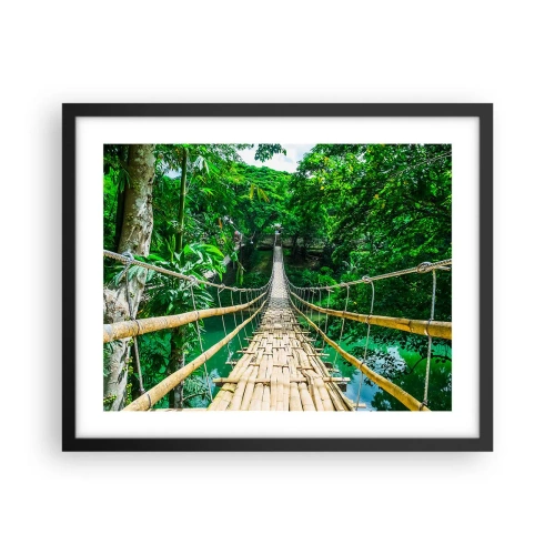 Poster in einem schwarzem Rahmen - Monkey Bridge über das Grün - 50x40 cm