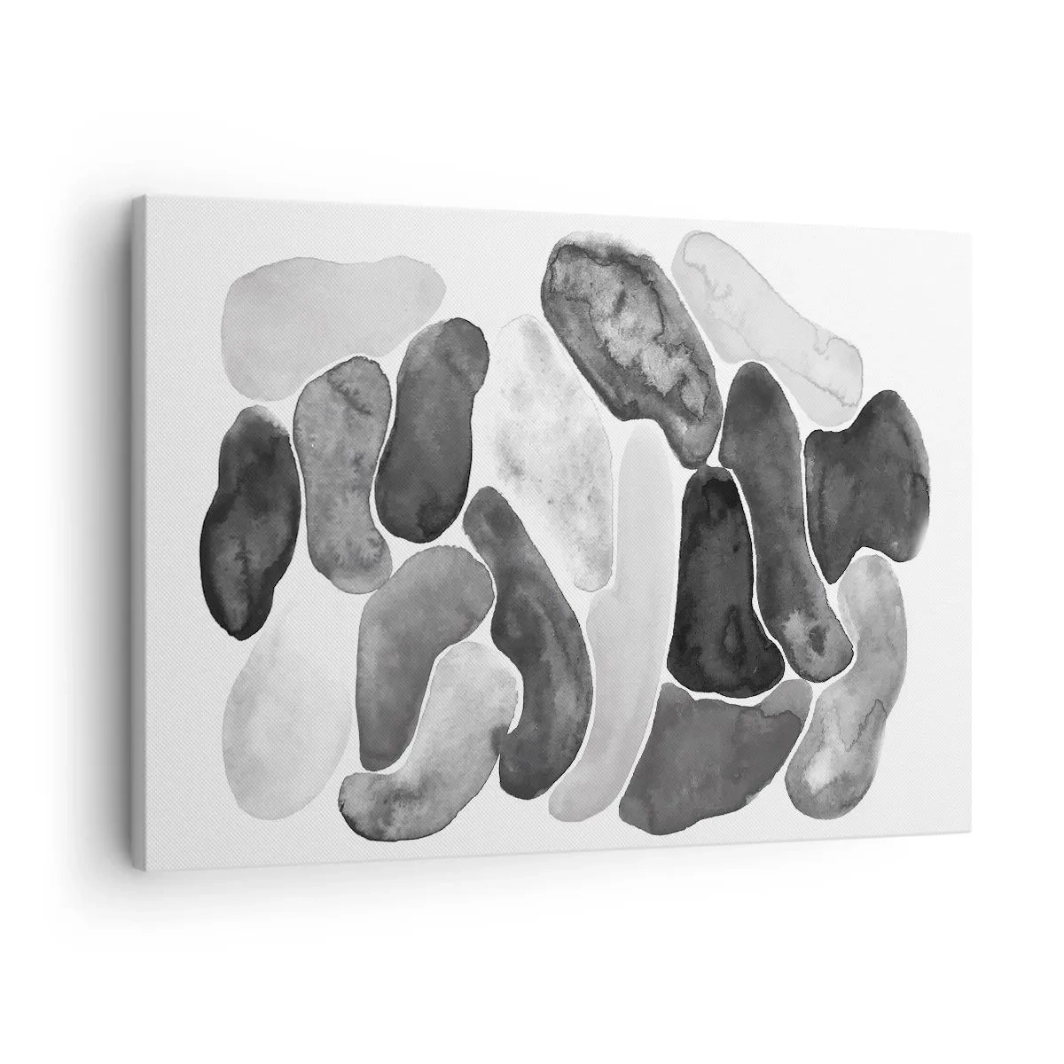 Bild auf Leinwand - Leinwandbild - Schwarz-weiße Abstraktion mit unregelmäßigen Flecken auf weißem Hintergrund - 70x50cm - Felsige Abstraktion - Moderne Wanddekoration für Wohnzimmer und Schlafzimmer ARTTOR