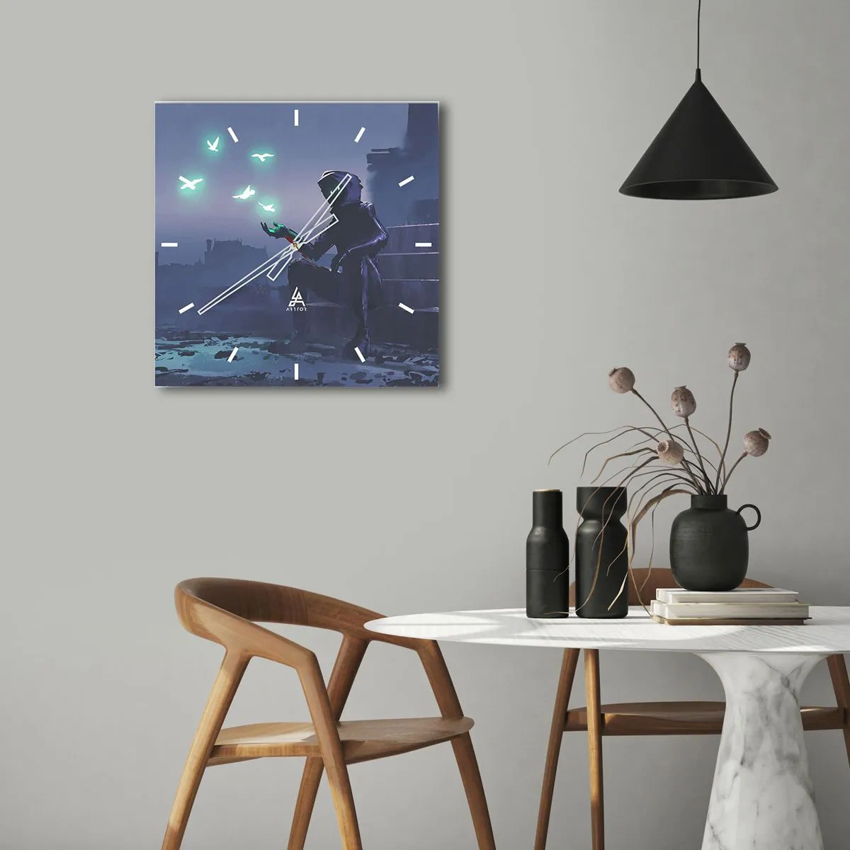 Wanduhr - Glasuhr - Das Leben wird zurückkommen - 40x40 cm