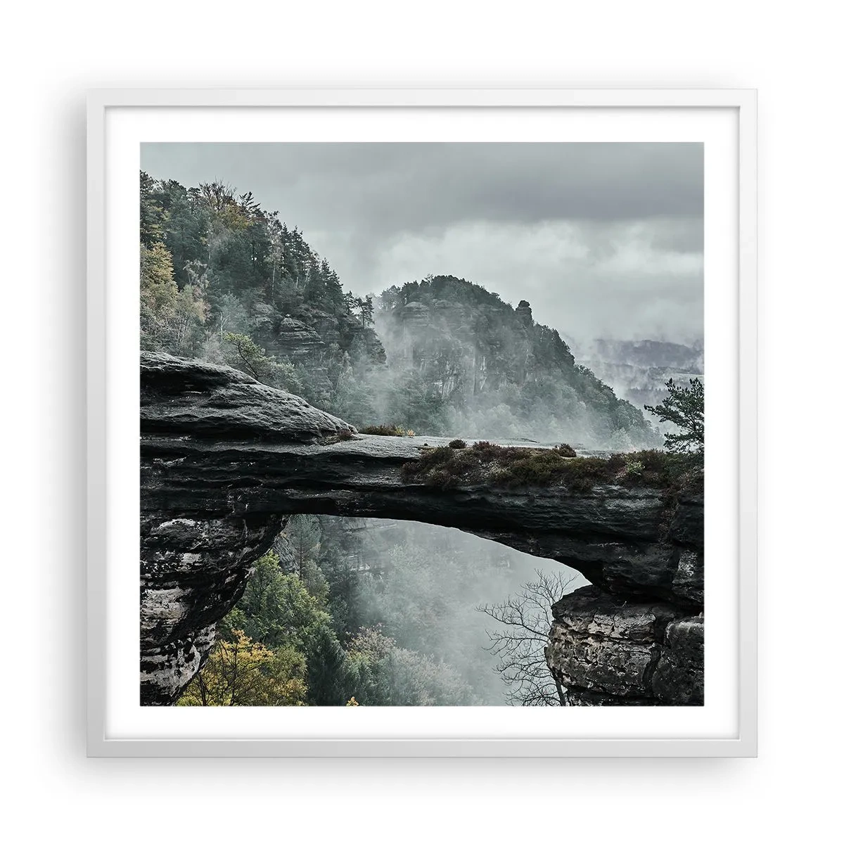 Poster in einem weißen Rahmen - Abenteuer beginnt gleich - 60x60 cm