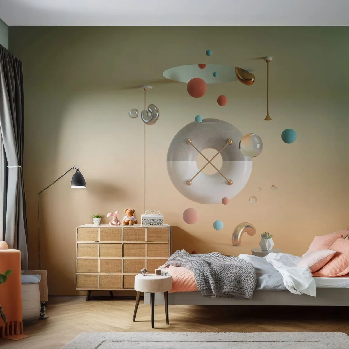 Fototapete Premium Sand - Eine abstrakte Komposition geometrischer Formen in Pastellfarben. - 100x70cm - Alles kann passieren - Moderne Wanddekoration für Wohnzimmer und Schlafzimmer ARTTOR