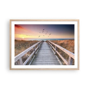 Poster in einem Rahmen aus heller Eiche - Der Raum für Auffliegen - 70x50 cm