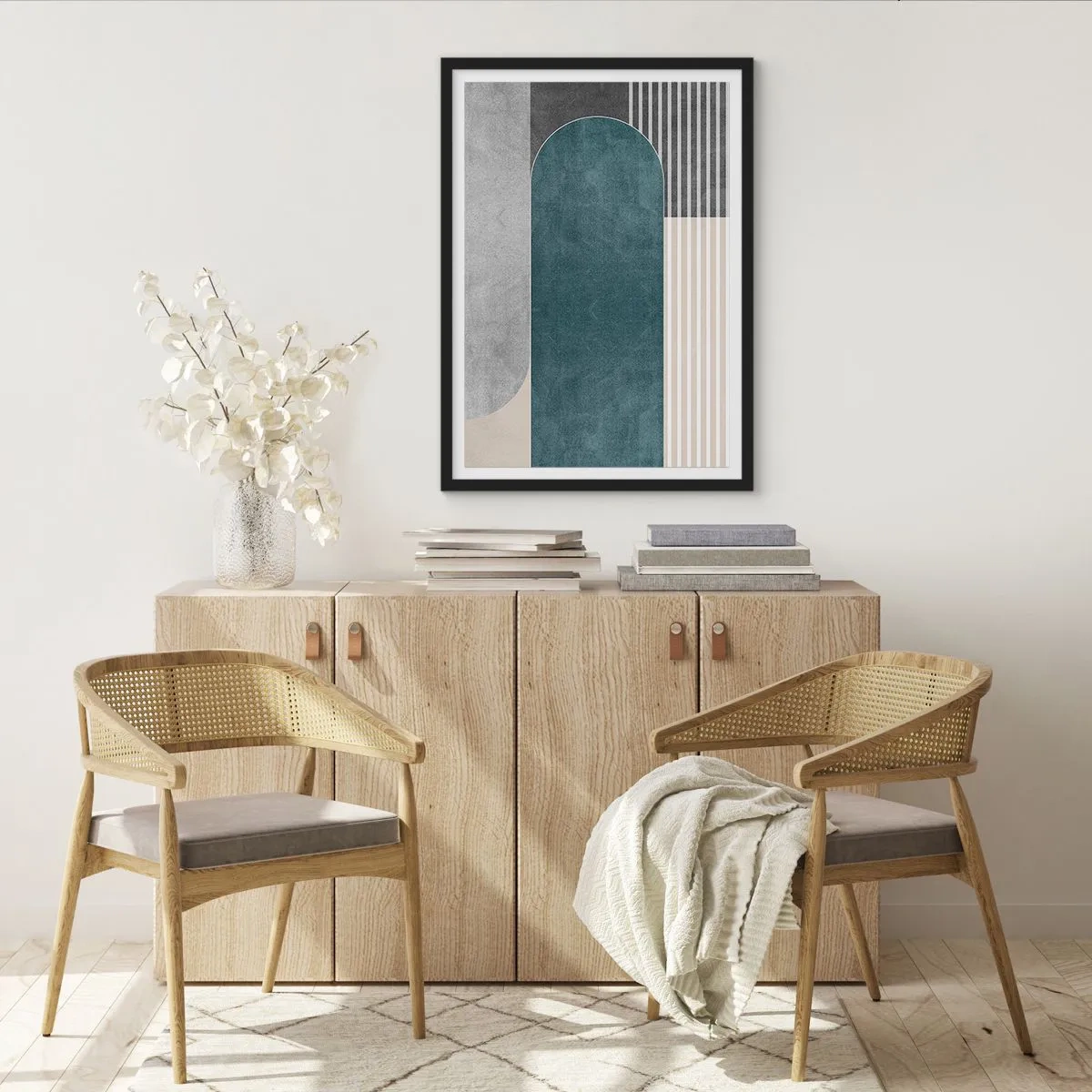 Poster in einem schwarzem Rahmen - Komposition auf der Ebene - 30x40 cm