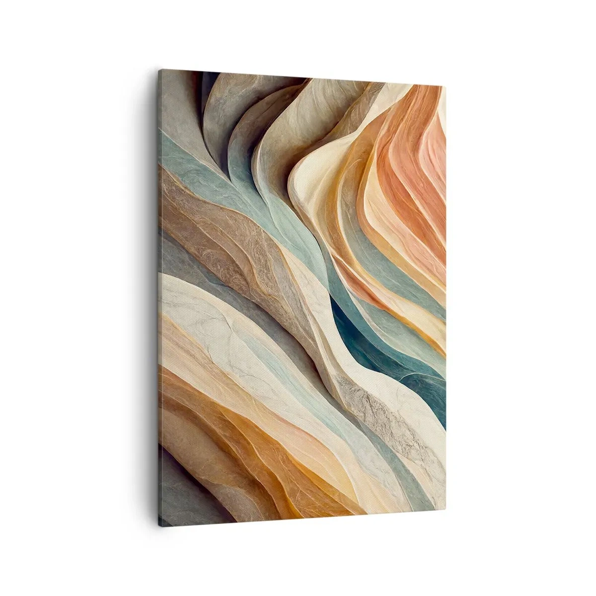 Bild auf Leinwand - Leinwandbild - Abstrakte Wellen in Pastelltönen - 50x70cm - Moment vor der Veränderung - Moderne Wanddekoration für Wohnzimmer und Schlafzimmer ARTTOR