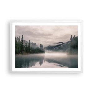 Poster in einem weißen Rahmen - In Reflexion, im Nebel - 70x50 cm