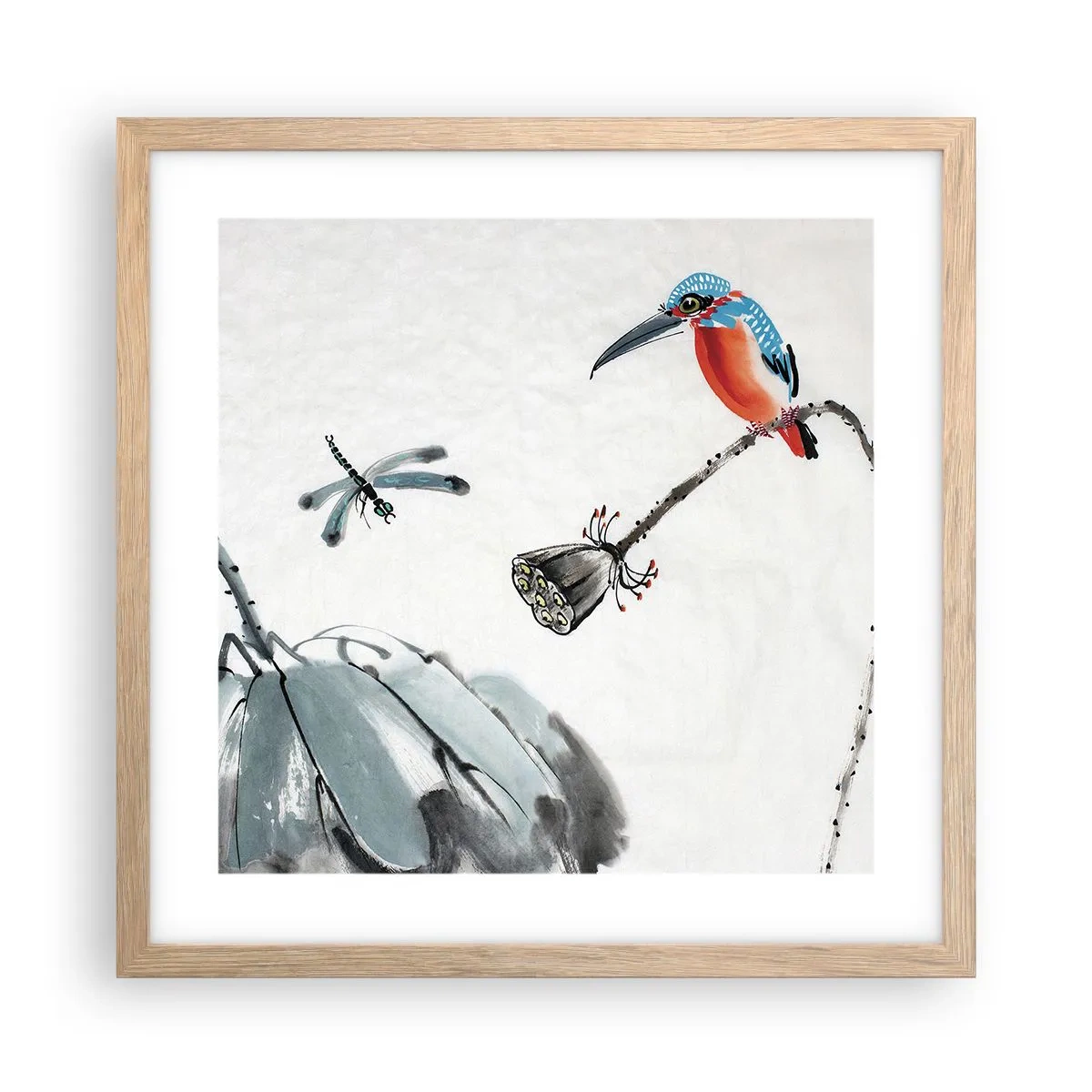 Poster in einem Rahmen aus heller Eiche - Das Leben der Wiese - 40x40 cm