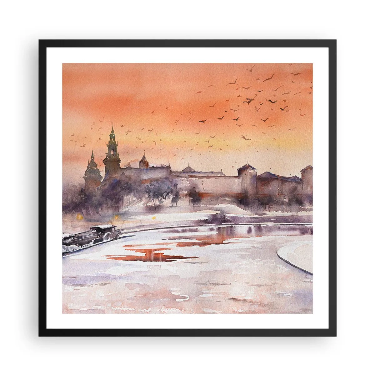 Poster in einem schwarzem Rahmen - Königlicher Sonnenuntergang - 60x60 cm