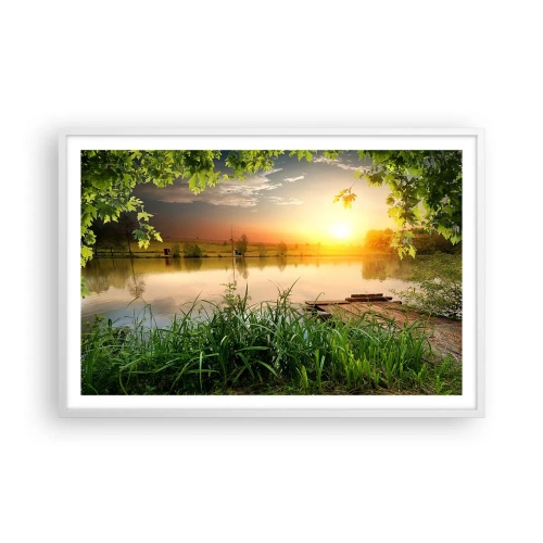 Poster in einem weißen Rahmen - Landschaft in einem grünen Rahmen - 91x61 cm