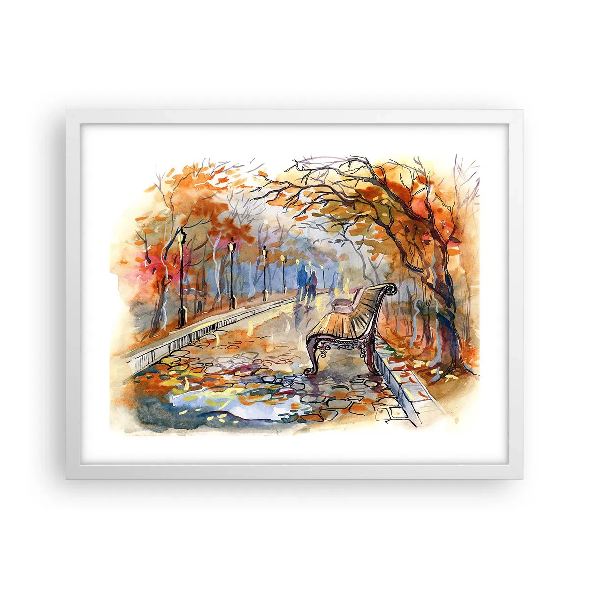 Poster in einem weißen Rahmen - Gemeinsam im Herbst wandern - 50x40 cm