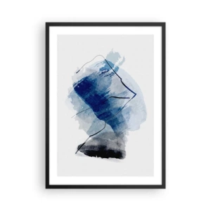 Poster in einem schwarzem Rahmen - Abstraktion in Blautönen mit schwarzen Linien - 50x70cm - Eisberg - Moderne Wanddekoration für Wohnzimmer und Schlafzimmer ARTTOR